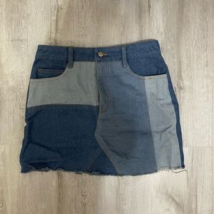 Patched Denim Skirt